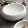 Plates White Oval Ceramic Plate Creative Bird's Nest Vegetable Household Shallow 8.8 Inch Main Dish Tableware