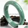 Bangle Genuine Natural Green Jade Bracelet Charm Jewellery Acessórios de moda Cartucho à mão Lucky AMET Gifts For Women Seus homens 230215 Dhahm