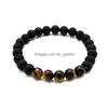 Gioielli di design con perline Moda 8Mm Occhio di tigre Ciondoli in pietra naturale Braccialetti di lava Chakra Nce Yoga Bracciale con perline Stretch Drop Dhgarden Dhyat