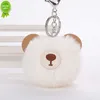 Ny söt Bear Pompom Keychain handgjorda tecknad päls boll Keyring för kvinnor flickor väska ornament bil nyckelhållare smycken tillbehör