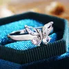 Wedding Rings 925 Sterling Silver Cubic Zirconia Butterfly For Women Girls Engagement Party Punk Jewelry Gift Jlfjla 230517