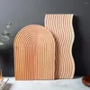 Plates Serving Wave Arched Shape Multi-functional Grooved Appetizer Breadboard Decorative Wooden Platter Cutting Board Kitchen Gadget