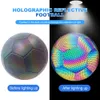 Guanti sportivi Taglia 45 Holographics Pallone da calcio riflettente Gioco notturno Calcio luminoso con gonfiatore Elasticità Accessori per allenamento di calcio 230518