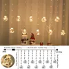 Nieuwe ing ballengordijn Lamp snaarlichten LED Santa Claus Snowman Kerstwinkel Raam Decoratie Modellering Koperdraadlamp 3M