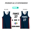 Laufsets Basketball für Männer Anpassbare Teamname Nummer Frankreich Buchstabe Gedruckte Trikots Shorts Schnell trocknende Trainingsanzüge 230518