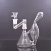 1pcs Glass Oil Burner Bong Ash Catcher Hookahs Recycler Water Pipes Oil Rigs with Dropdown Adapter Thick Bubbler Hookah with 14mm Male Glass Oil Burner Pipe