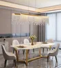 Candeliers da sala de jantar moderna lustre suspensão luminária decoração de casa luxuria de cozinha de cozinha barra retângulo de cristal lustre lustre lâmpada