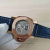 Con scatola documenti orologio da uomo 47mm sommergibile PAM01074 PAM1074 quadrante blu cinturini in pelle oro rosa 18 carati orologi da polso da uomo automatici meccanici trasparenti