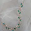 Pinces à cheveux vert/rouge strass bandeaux pour femmes mariée accessoires de mariage perle bandeaux couleur or métal fil tête bijoux