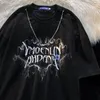 Męskie tshirty krótkie rękawowe koszulki Dark Ciemna łańcuch smażona ulica luźna duża nadmierna pary hip -hopowe topy vintage y2K ubrania oversize t -koszulka 230518