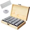 Caixa de cápsula de moeda de 50pcs/caixa com junta de espuma Caixa de organizador de madeira para 18/212/27/30m mm