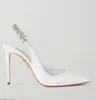 Marchio di lusso Aquazzurs Love Link Sandali con cinturino alla caviglia Tacchi alti in raso impreziositi Slingback Lady Party Abito da sposa EU35-43