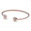 Luxury Rose Gold Cuff Bangle Armband för Pandora 925 Sterling Silver Wedding Party Jewelry Designer Armband för kvinnor Crysatl Diamond Armband med originallåda