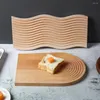 Assiettes plateau de service en bois Unique assiette à dîner légère anti-rayures ondulation de l'eau tasse tapis de stockage