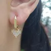 Hoop Earrings Astral Star Charm Gold Color Copper Polished Woman Jewelry Pendientes Aros Ear Piercing CZ Coin Hoops