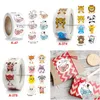 Gift Wrap 50500Pcs Cartoon Animal Children Sticker Label Thank You Cute Toy Game Diy Sealing Decoration Supplies Drop Delivery Home Dhdrh