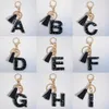 Nowe litery A-Z Black Tassel Blak Blak Glitter Star Sequins Inicjały Blucz Kluczowy Klucz Uchwyt Akcesorium Kobiet Torebki Charki