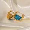 Halsband örhängen Set Youthway Blue Harts Scalloped Basket Pendant Ring Trendy Fashion Waterproof Jewely Chic Party Gift