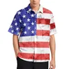 Men's Casual Shirts USA American Flag Vacation Shirt Men Star Print Patriotic Summer Short-Sleeved Graphic Y2K Oversized Blouses Gift