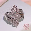 Anneaux de mariage 925 couleur argent pour les femmes princesse propose mariage cubique zircone plume conception anneau romantique bijoux de mariée 230517