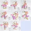 Novo resina fofa A-Z Iniciais Cartilha Chaves-Boleteira Rosa Butterfly Tassel Pingente Keyring For Women Girl Bolsa Bolsas de joias Presente de joias