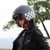 Motorradhelme Retro Helm Casco Moto Motocross Straßenrennen Männer Reiten Half Face Big Visier HNJ 603