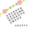 Baby Beißringe Spielzeug 10 MM Silikon Buchstaben Perlen 501000 Stücke Quadrat Lebensmittelqualität DIY Personalisierte Name Armband Halskette Schnuller kette Zubehör 230518