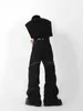 Pantalons pour hommes American Trendy Brand Men Black Zipper Design Fente Pantalon légèrement évasé Sentiment vertical Droit Casual Pantalon rétro 230518