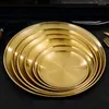 Plates 1pcs 30cm Stainless Steel Plate Single Layer Thickened Golden Disc Dessert Buffet Dinner Barbecue