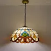 Ljuskronor vintage europeisk retro färgglad målad glas ljuskrona Medelhavsljusfäste bar kök heminredning tiffany hängslampa