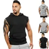 Heren t shirts heren mouwloze pullover killet hoodie capuchon tanktop vest stringer sportkleding shirt bodybuilding spierjongens fitness