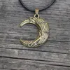 Chaînes Norse Celtics Slave Viking Lune Corbeau Collier Talisman Double Face Oiseau Bijoux