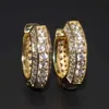 Stud Women Men Hoop Earrings Dazzling Micro Paved Cz Stones Bling Gold Color Anti Allergy Small Hoop Earrings Z0517