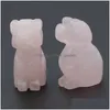 Stone 1 Inch Little Puppy Carved Rose Quartz Dog Carving Crystal Healing Decoration Animal Ornaments Microlandschaft Crafts Dhgarden Dhiet