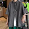 Mode-mannen's zomer met korte mouwen shirt heren voor korte mouwen zomer all-match solide kleur snel drogen comfortabel shirt met capuchon plus size dunne jas