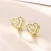 Hoop Earrings 18k Gold Plated Simple Color Love Letters Heart For Women Girls Vintage Ear Accesories Jewelry Gifts