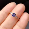 Cluster Rings högkvalitativa Royal Blue 925 Silver Ring Natural Sapphire High-End Elegant Fashion Compact