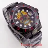 Avanadores de pulso assistem 40mm Sub preto PVD NH35A Mecânico Automático Skeloton Pttern Luminous Dial Oyster Bracelet