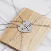 Pendant Necklaces 4pcs Big Middle Little Sister Brother Set Broken Heart Puzzle One Cubs Baby Children Famliy Link Stitching Jewelry