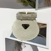 ventilar Sombrero de copa vacío para mujer Diseñador Beanie Cap Protección solar UV Bowknot Sombreros de paja de ala grande Techo hueco transpirable parasol aleros de perlas