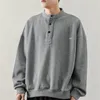 Felpe con cappuccio da uomo Felpa da uomo Streetwear O Collo Manica lunga Casual Top Autunno Inverno Abbigliamento Allentato Sudaderas Hombre Bottoni Harajuku