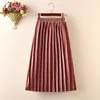 Skirts Girls Velvet Pleated Long Skirt Spring Autumn Children's Cotton Casual Loose Elastic Waist Skirts WT773 230518