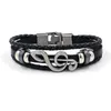 Braccialetti con ciondoli Bracciale a forma di nota minimalista con fibbia da uomo Multistrato intrecciato con perline in pelle Trend Party Gioielli squisiti