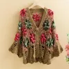 Femmes tricots Vintage Crochet Cardigan femmes broderie florale évider hauts vêtements d'extérieur Boho rétro tricoté pull manteau pull