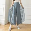 Abbigliamento etnico 2023 Hanfu cinese Pantaloni a gamba larga in chiffon Pantaloni a gonna larghi estivi a vita alta da donna Tangsuits