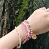 Strand Bohemian Style Zielony ciąg bransoletki z koralików ręcznie tkana miłość okrągła moneta urok pulseras Bangle Femme Girl Beach Gift