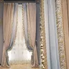 Curtain Romantic French Luxury Simple Curtains For Living Room Bedroom Lace Velvet Patchwork High-shading Villa Custom Cortinas