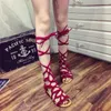 Sandals Large Size Summer Flat High-top Women's Cross Strap Roman Open-toe Women Fashion