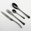 Set di stoviglie JANKNG 4 pezzi / lotto Set di posate per lucidatura in acciaio inossidabile nero Stoviglie da cucina Forchetta Coltello da bistecca Cucchiaino da tè Set da tavola 230518