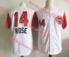 Jérsei de beisebol Johnny Bench costurado masculino # 11 BARRY LARKIN # 14 Pete Rose Jerseys S-3XL